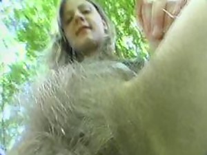 Hairy Blonde Pussy Outdoors
